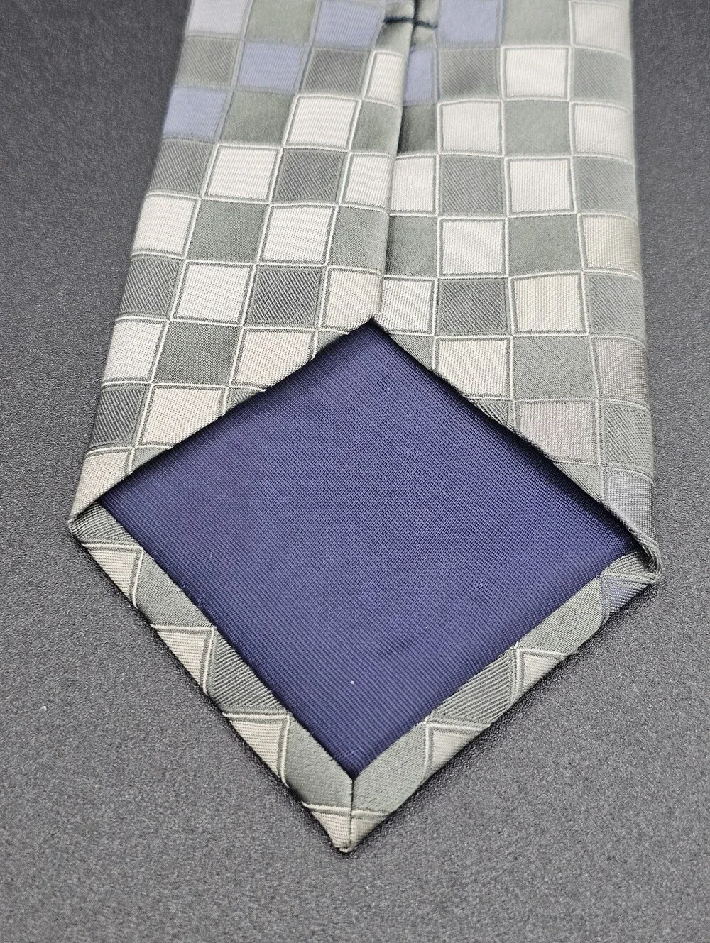 Joe Joseph Abboud Men's Green Gray Checkered Geometric Silk Necktie Business Tie